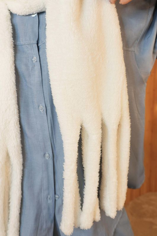 Teddy Tassel Scarf Ecru /50=